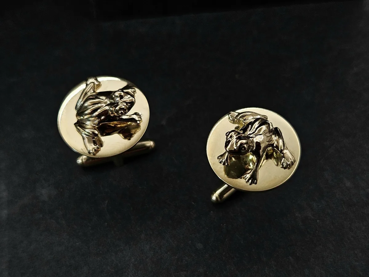 Frog Cufflinks Gold