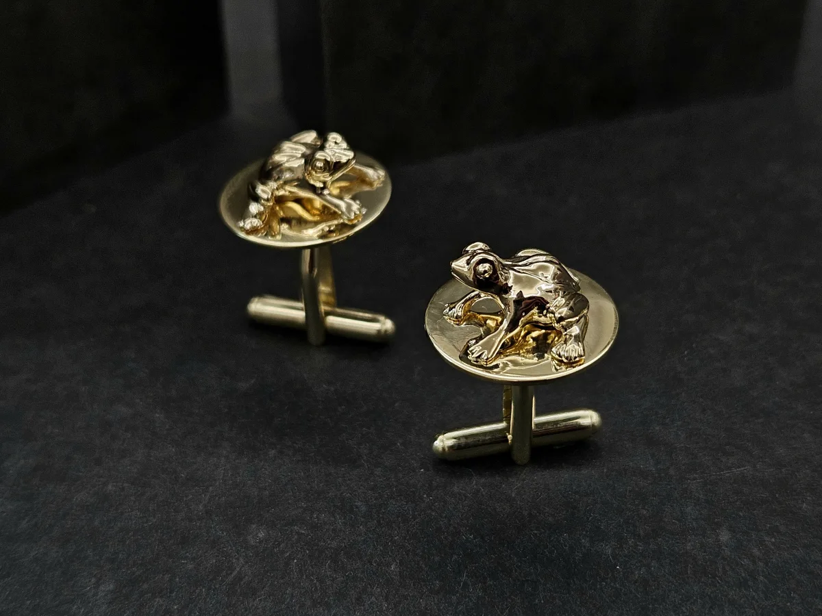 Frog Cufflinks Gold